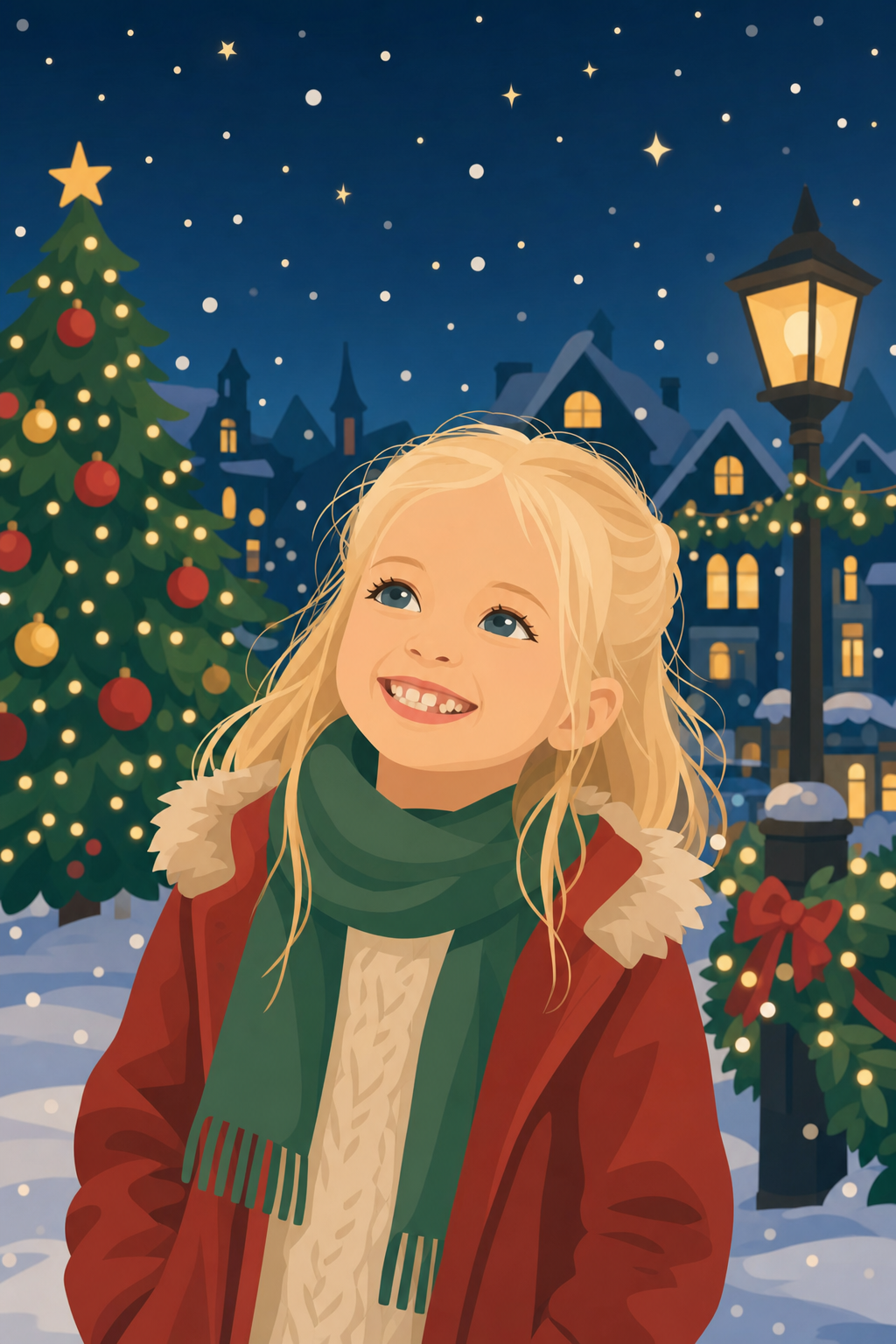 Luz de estrellas con navidad