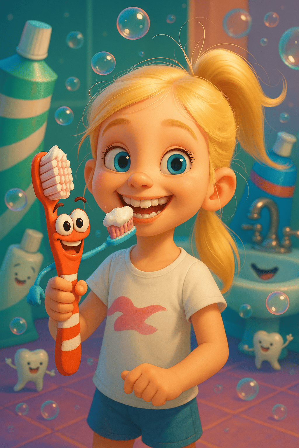 Ilustración para Aventuras de limpieza con timmie cepillo de dientes